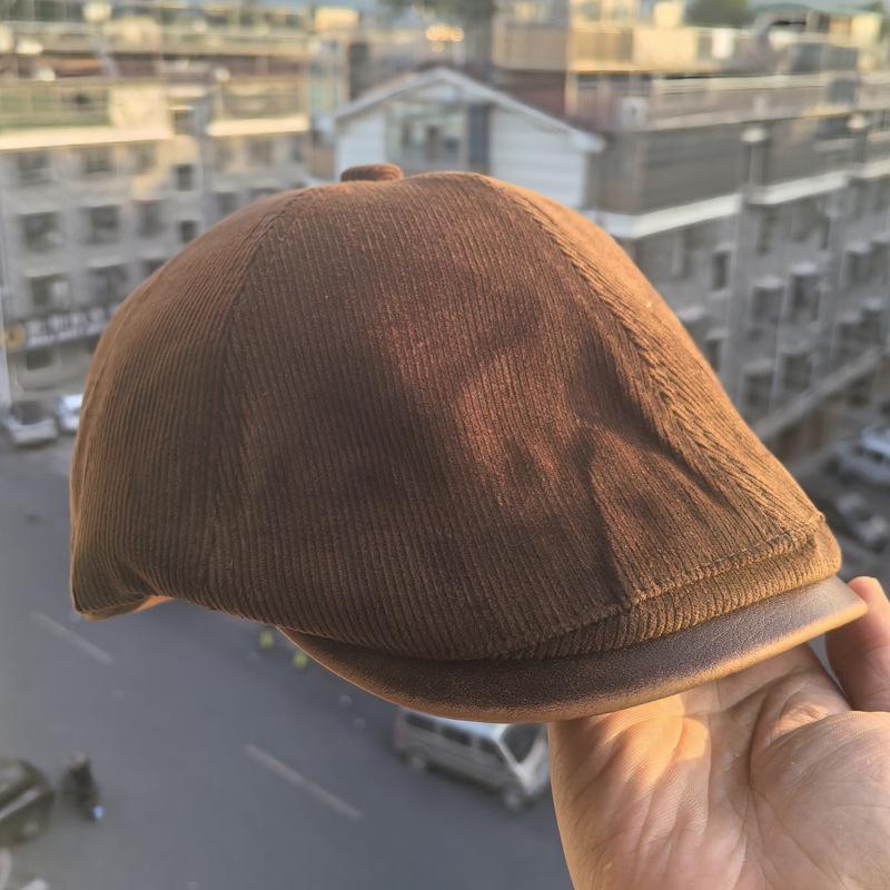 

Винтажный женский берет с утиным язычком, маленькая кепка с открытым лицом, вельветовая теплая кепка газетчика, берет с утиным язычком M（56-58cm） темно-коричневого