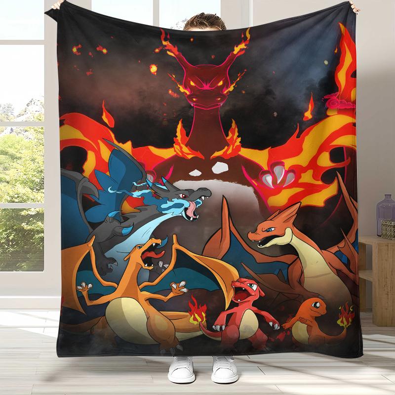 

Charizard Charmander Pokemon Flannel Blanket,Ultra Soft Warm Plush Throw for Home Bedroom Bed Sofa Cover Office Camping Picnic 75x90cm