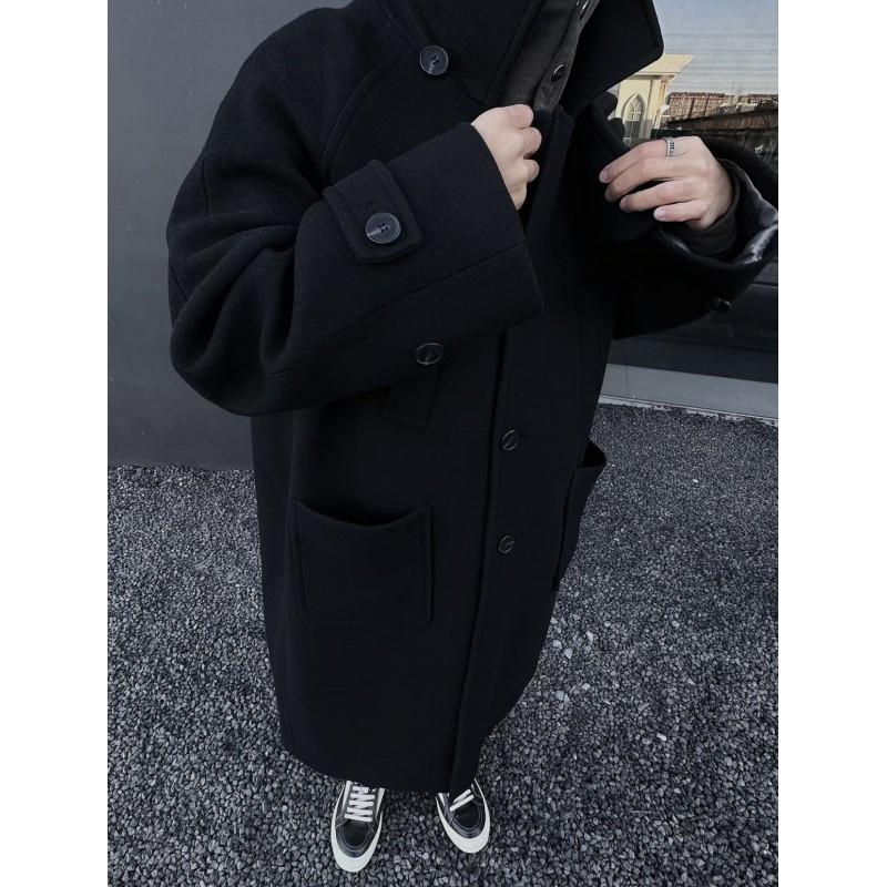 Long Wool Blend Overcoat Women Oversized Knee-Length Trench Coat Winter Fashion Outerwear