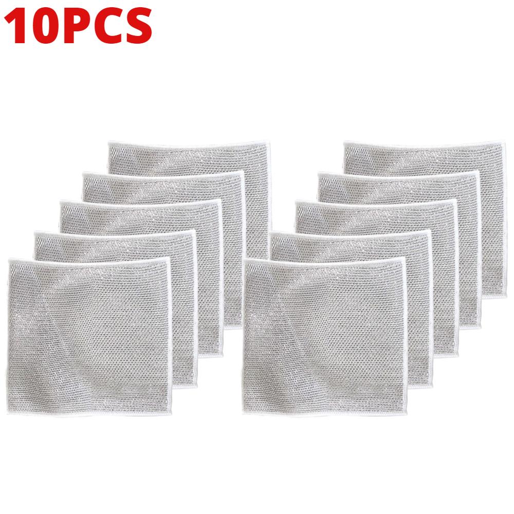 1-10PCS Multipurpose Wire Miracle Cleaning Cloths Reusable Kitchen Dishcloth Rags Non Stick Magic Dish Towel Cleaning Tools