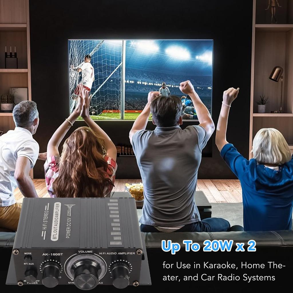 ASHATA AK160BT Bluetooth Stereo Audio Amplifier 20W x 2 Digital Audio Amplifier for Home and Car Radio with Bass and Treble ASHATAOPSTKX4UG8 5.0