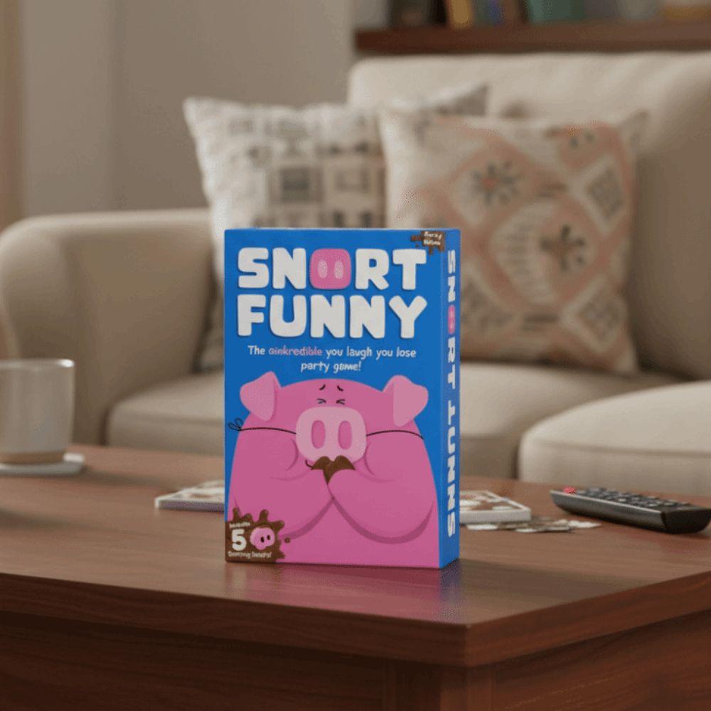 Iššūkių kortelės „Juokiesi – pralaimi“ vakarėlio žaidimas SNORT FUNNY vakarėlio žaidimas Šeima Draugas