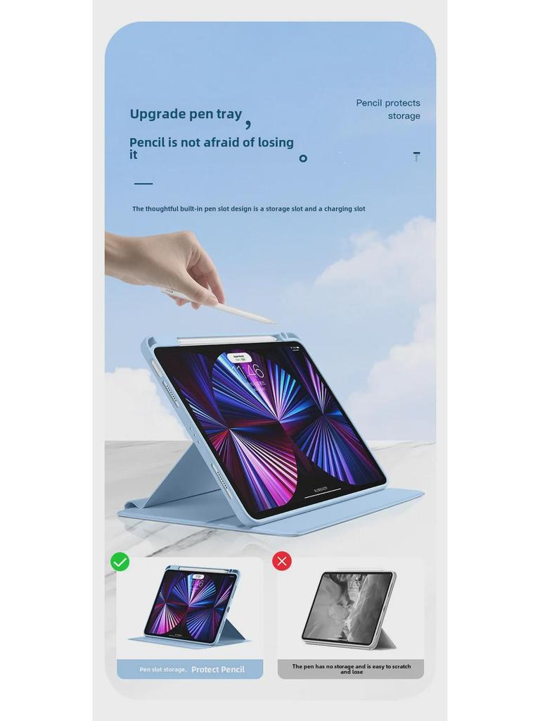2022 iPad 10, 12.9'' & 11'' iPad Pro, 9th Gen Rotatable Protective Case