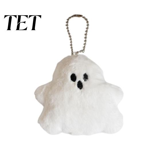 Halloween Ghost Keychain 1/2/3Pcs Plush Pendant, Stuffed White Party Favor with Bead Chain, Backpacks and Purses Decorative Accessories