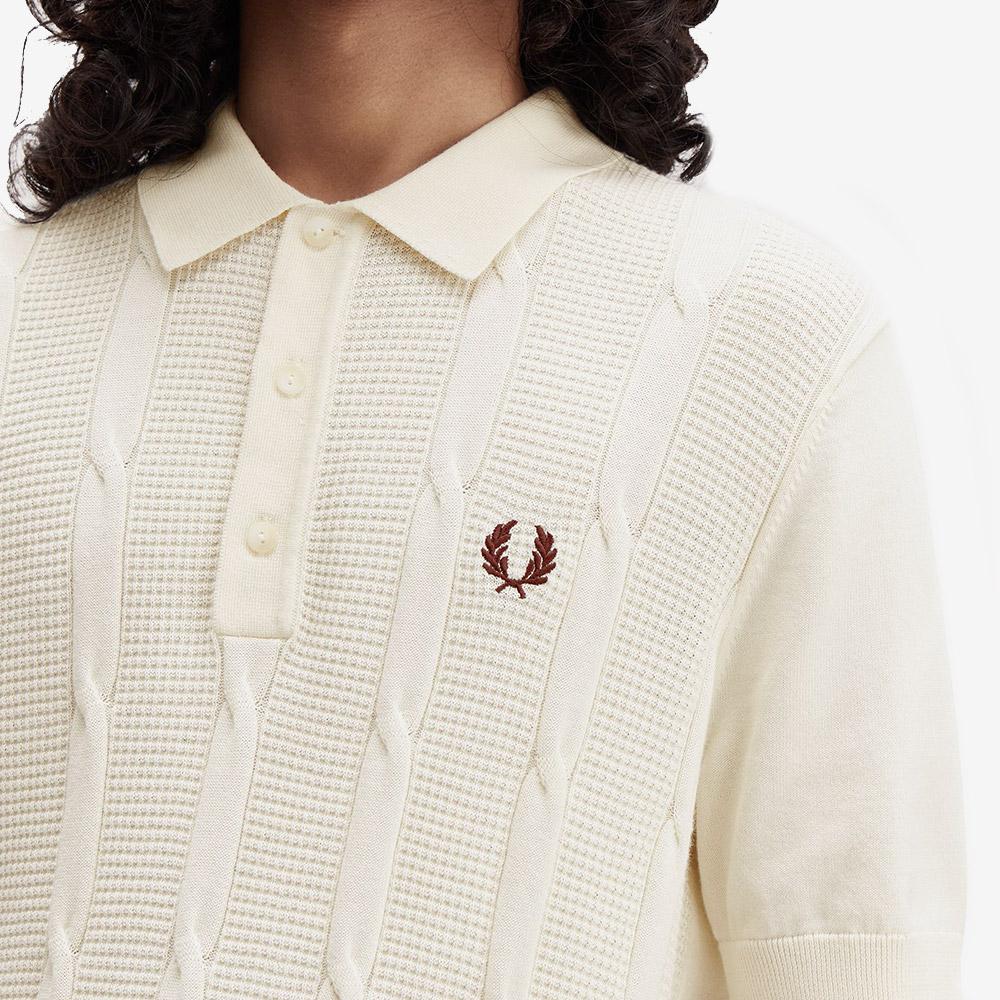 FRED PERRY [Sharp] Textured Cable Knit Shirt - Ecru Afpm2531313-560
