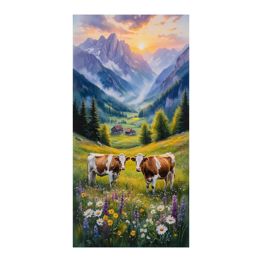 

Mountain Scenery Cow Large Size Diamond Painting Animals Diy Full Square Round Drill Rhinestone Embroidery Mosaic Cross Stitch Kits Wall Decor Square drill 30x60cm