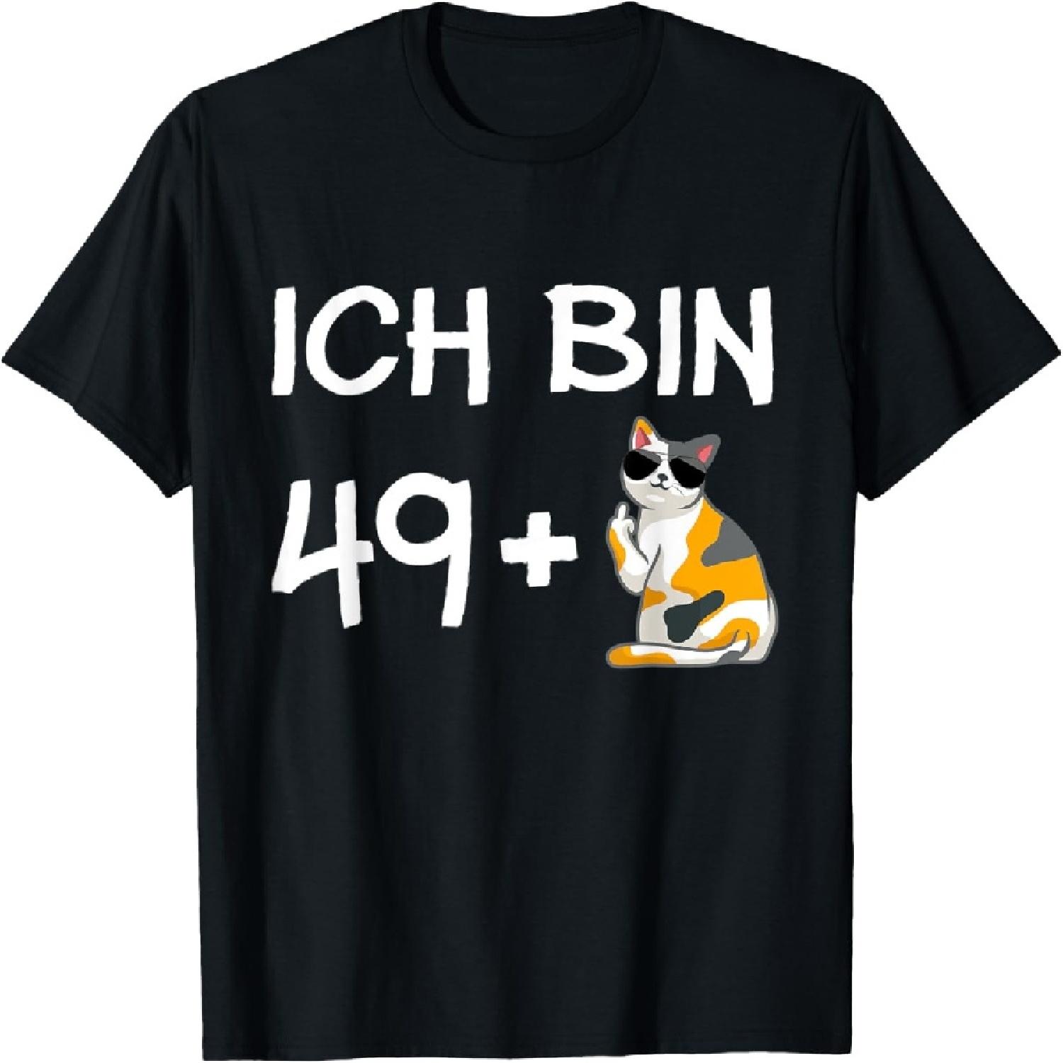 50 years old Ich bin 49 plus middle finger cat T-Shirt XXXXXL разноцветный