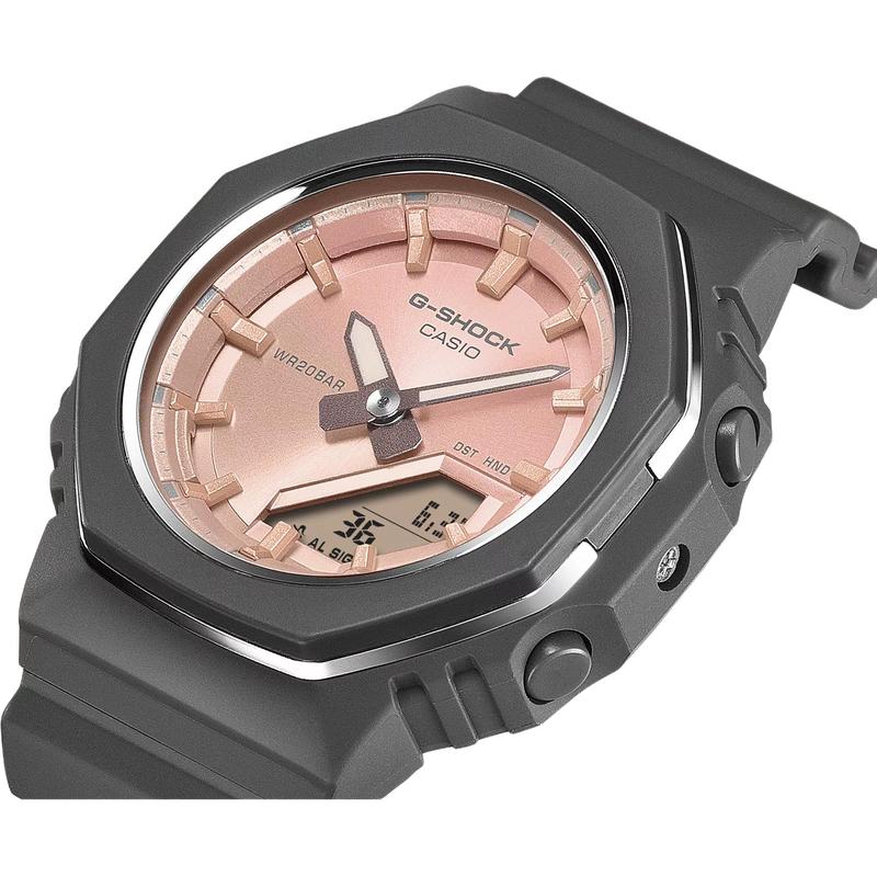 

CASIO DIGITAL series 200 meters waterproof Quartz resin strap women s watch pink dial GMA-P2110SC-4AJF рожевий