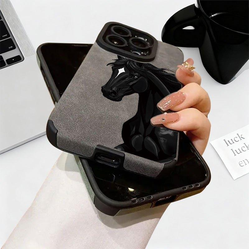 Creative dark horse pattern phone case suitable for iPhone 17 16 15 14 13 12 11 Pro/Max/Plus anti drop and shockproof back cover