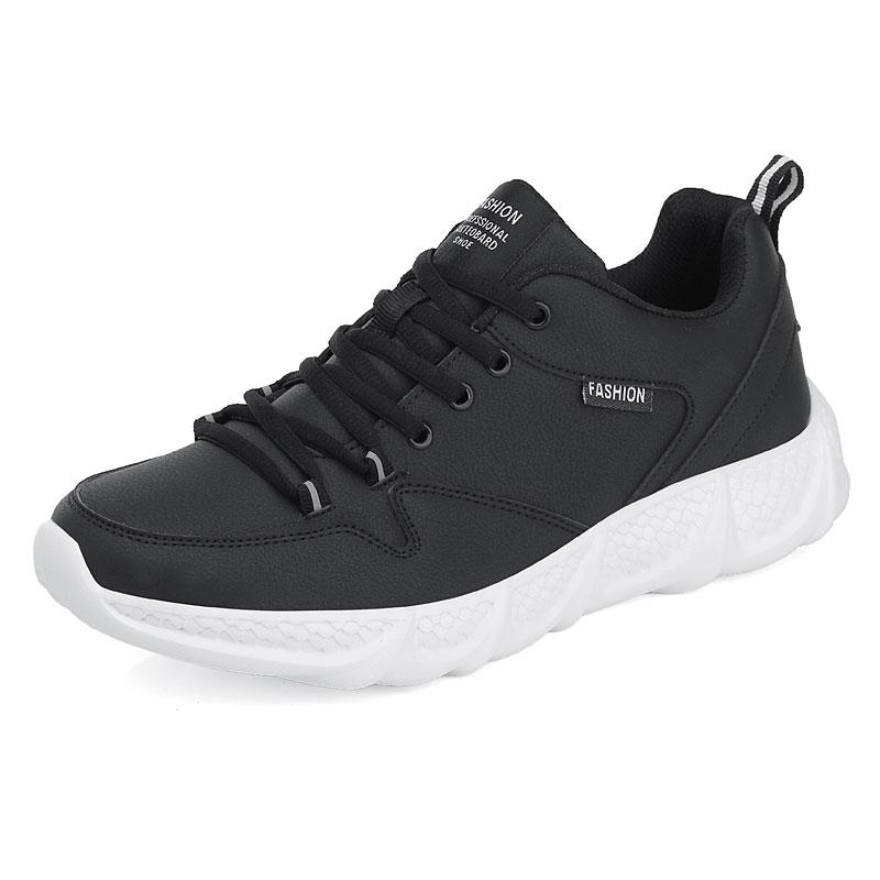 Men's Elastic Running Shoes PU Leather Sneakers Waterproof Outdoor Sports Shoes for Jogging Traveling Anti-slip