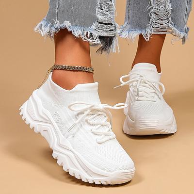 Women Casual Running Shoes Mesh Breathable Knit Sneakers Ladies Ultra Lightweight Sports Shoes Comfortable Flat Walking Athletic Shoes