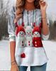 Women's Holiday Santa Print Top, 2025 Christmas Snowflake Long Sleeve T-Shirts, Festive Winter Wear, Seasonal Casual Style