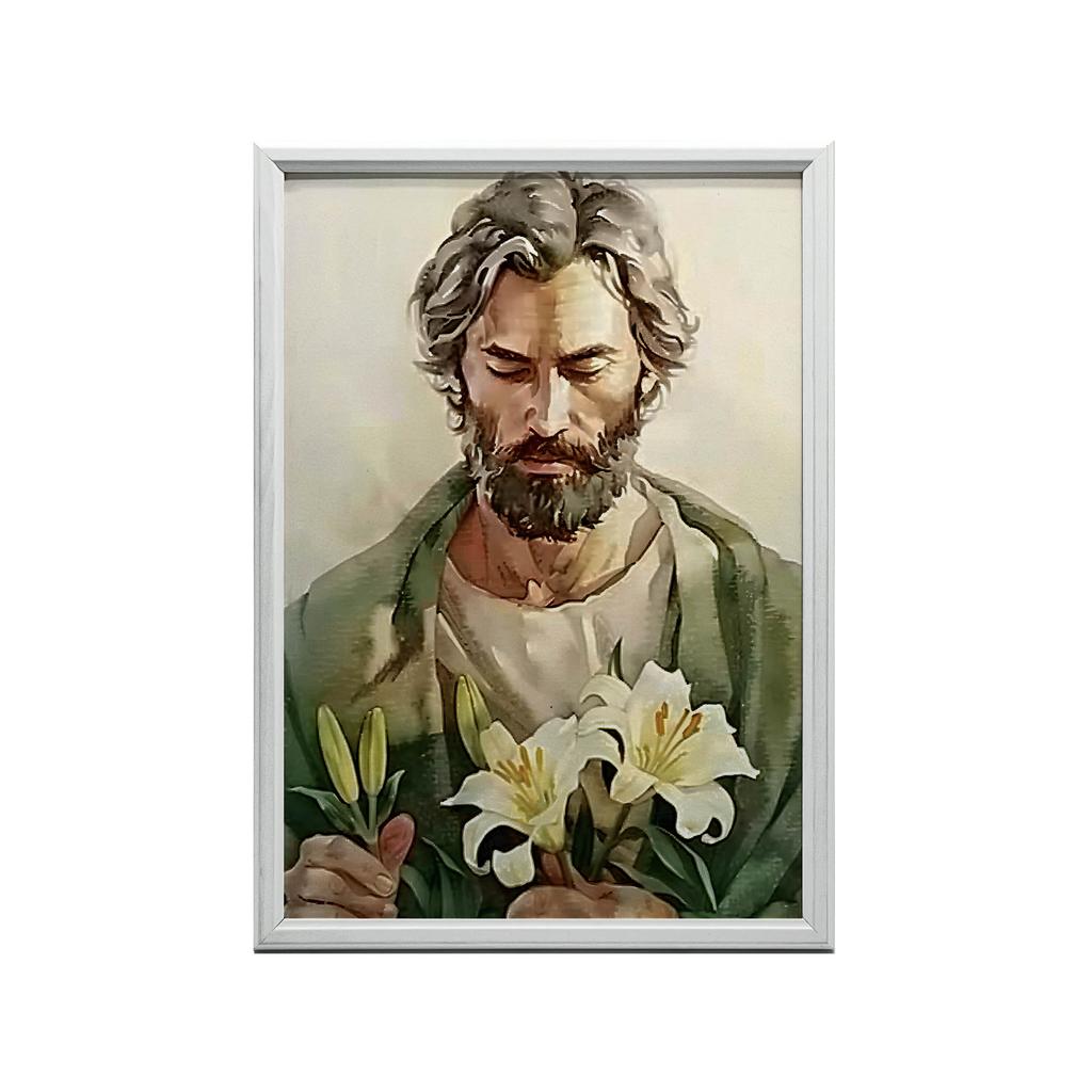 Poster Saint Joseph with Lilies Poster Saint Joseph with Lilies, 30X40 Cm, Unframed, Premium Canvas On Stretcher