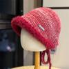 Knitted Strap Bucket Hat Autumn New Hat Women Show Small Face Warm Versatile Wool Hat Windproof Basin Hat Trend