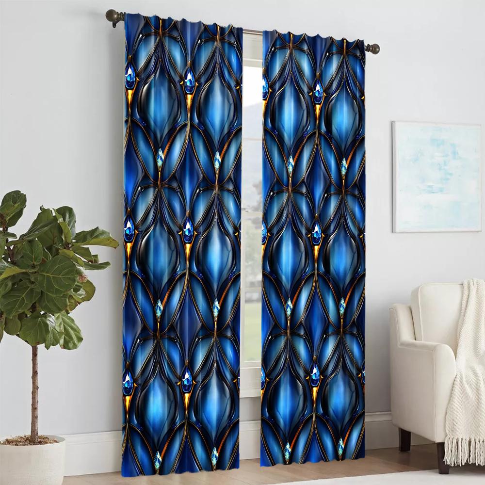 Set Of 2 Chic Inspired Window Curtains Design Easy Hanging Polyester Material Perfect Bedroom Living Room Nordic Made Sitting Treatment