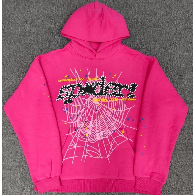 Heavy fleece foam print spider web hoodie sports casual sweater sweatpants set