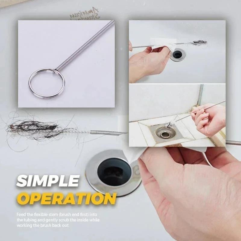 Long Flexible Refrigerator Drain Dredge Stainless Steel Kitchen Drain Tube Pipe Cleaning Brush Fridge Drain Hole Dredge Tool