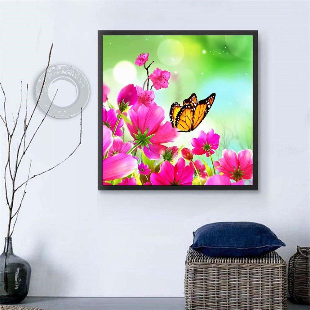 5D Diamond Painting Flower And Butterfly Full Round Embroidery Sale Diamond