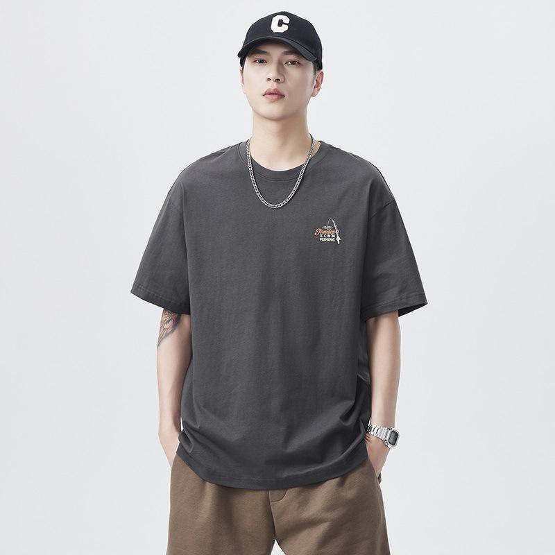 

New Japanese Sports Trend Printed 210g Pure Cotton Loose Round Neck Fashion T-shirt In Summer 4XL