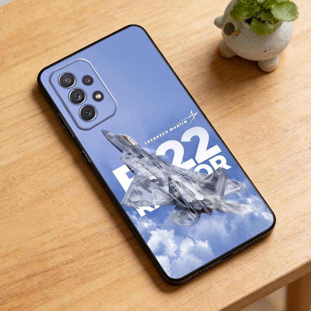 

Fighter Plane F-22 Raptor Phone Case For Samsung Galaxy A73,21,22,32,71,53,52,51,80,5G Soft Black Cover Samsung a42 5g