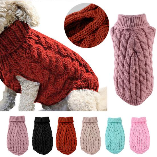 Dog Sweater Turtleneck Pet Sweater Warm Knitted Pullover Stretchy Knitwear Dogs Clothes for Fall Winter Small Dogs Puppies