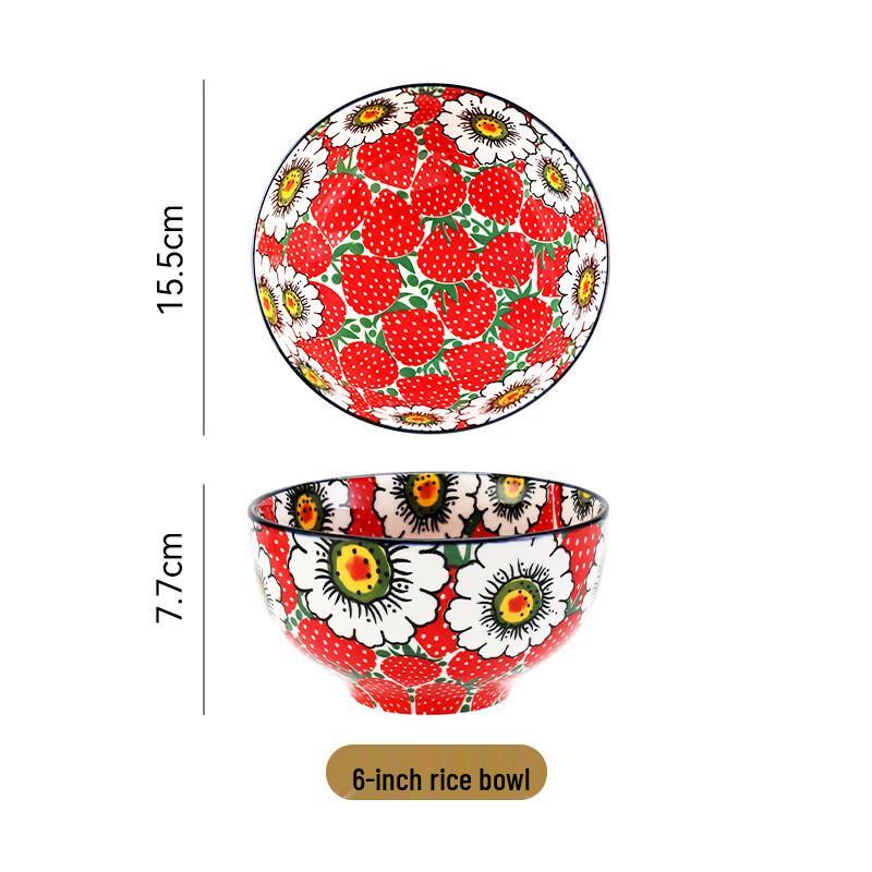 Набор керамических мисок Zhi Shi Polish Strawberry