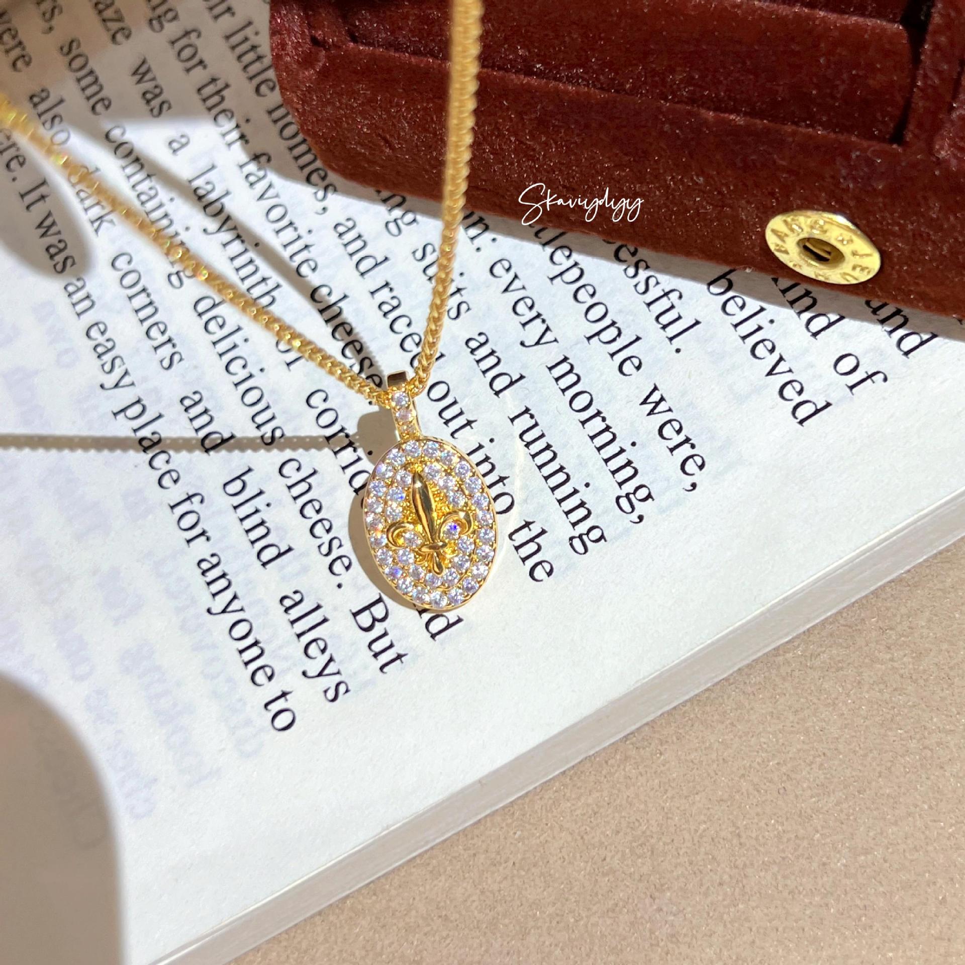 Iris Pendant and Flower Ring Set: Elegant Diamond Micro-Pave Design for Women