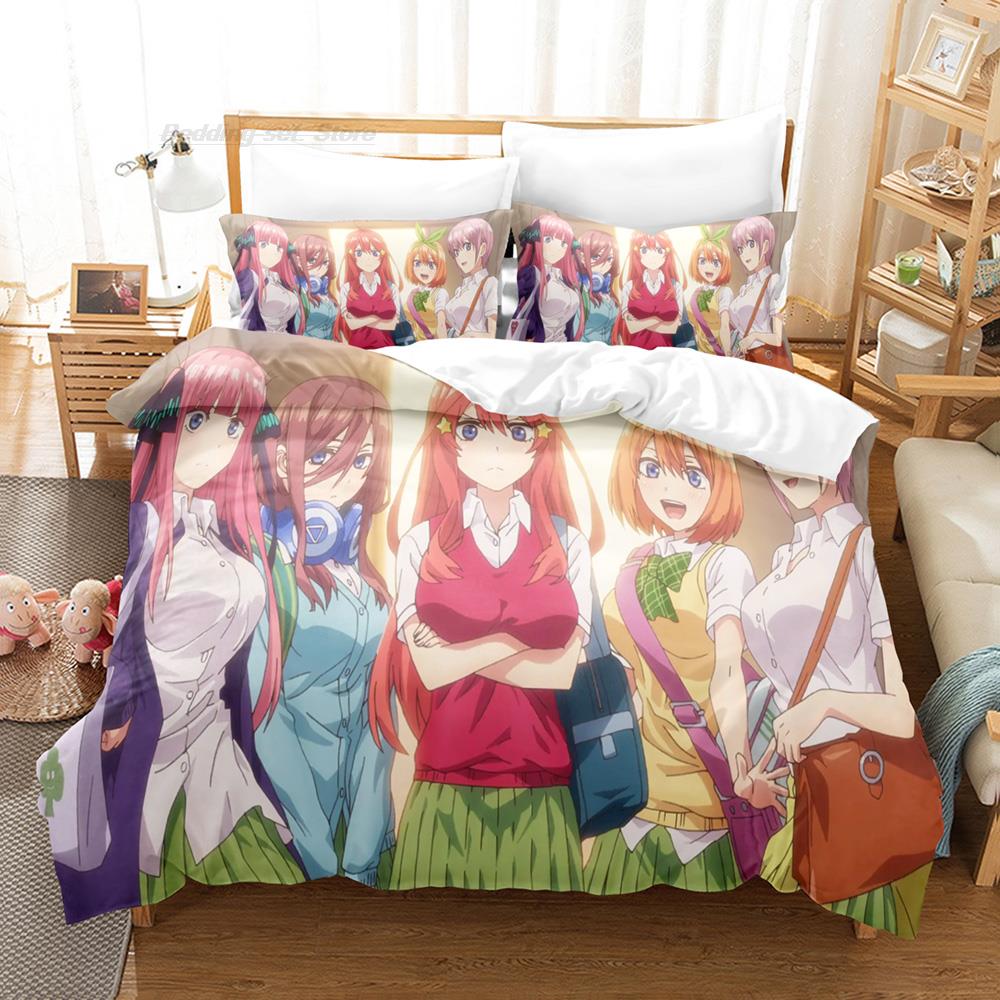 The Quintessential Quintuplets Bedding Set Single Twin Full Queen King Size Bed Set Aldult Kid Bedroom Duvet Cover Set 3D Kawaii