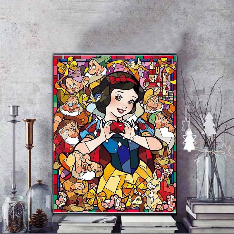 Disney Diamond Painting Snow White Stained Window Theme Illustration Mosaic Craft Hobby DIY Gift Home Decoration Embroidery