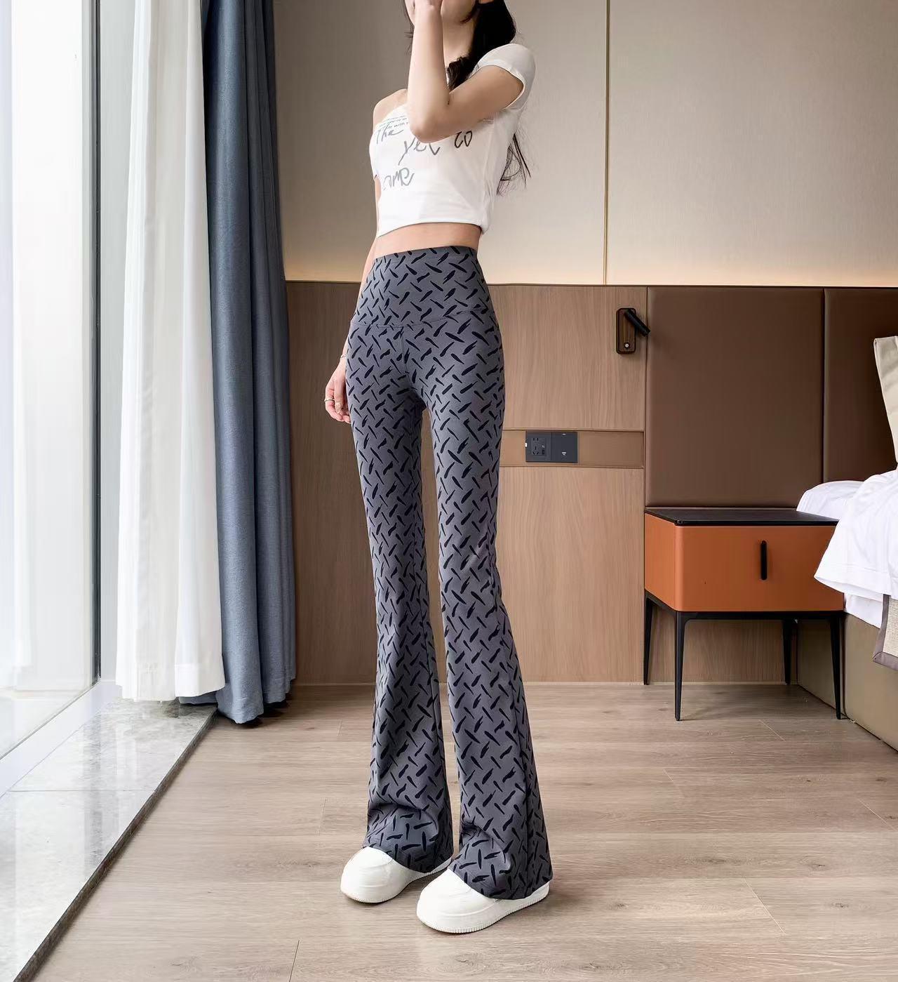 

Брюки Starry Sky Shark с высокой талией и микроклешем 2025 года: Похудение, эластичность, точечный принт M (80-100) серый