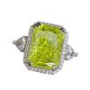 2026 Bright Sparkling Apple Green High Carbon Ice Flower Cut Ring, Luxurious Temperament Rectangular Diamond Ring Woman