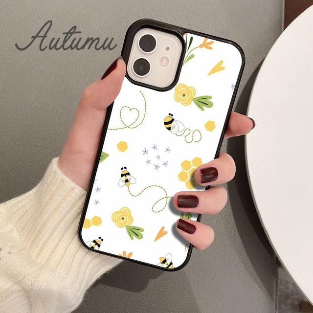 Bumble Bee Honeycomb Honey Phone Case for iPhone 11 12 13 14 Pro Max Mini XR XS SE 2020 6 7 8 Plus Samsung Galaxy S21 S22 Cover