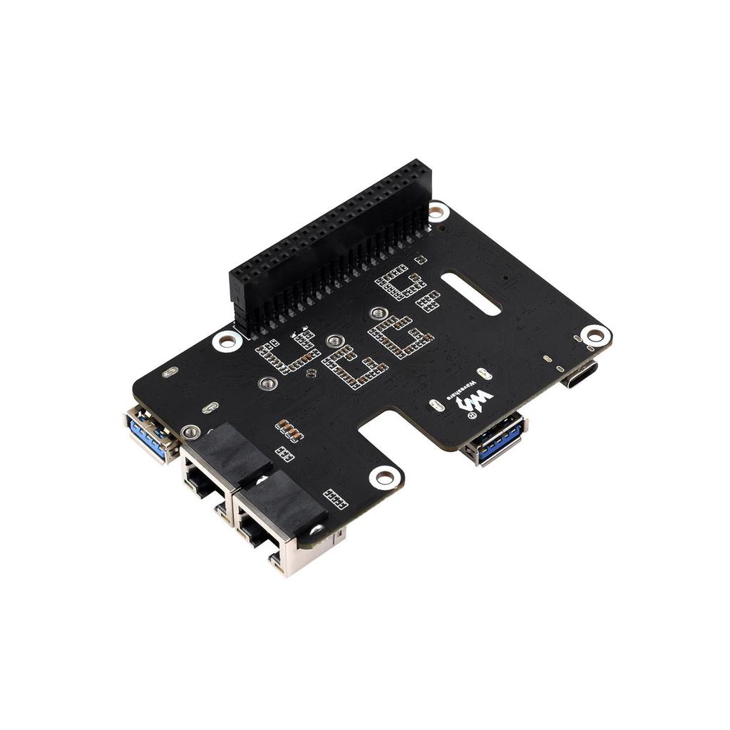 Raspberry Pi 5 PCIe Expansion Card: Plug & Play, Dual Network Ports, Dual USB, High-Speed.