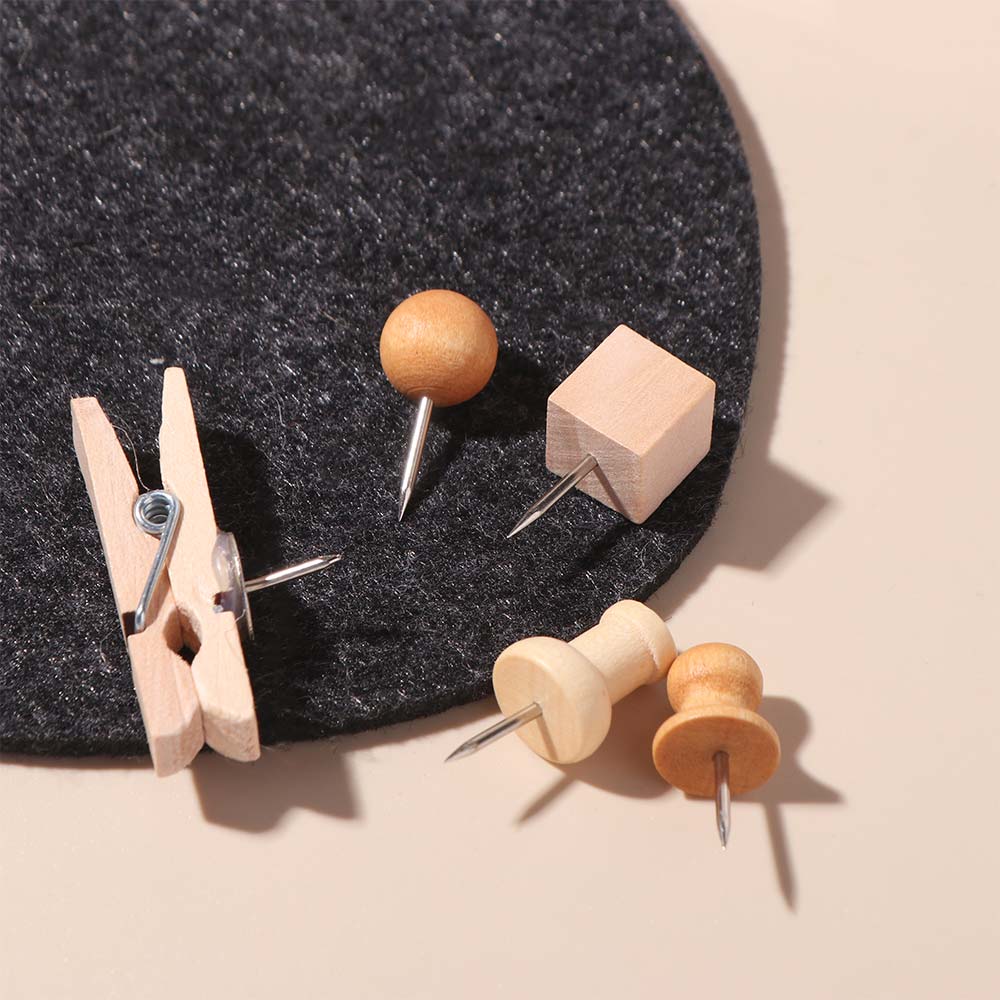 114Pcs Decorative Drawing Thumb Tacks Wooden Cork Board Thumbtack Creative Wood Push Pins  Office