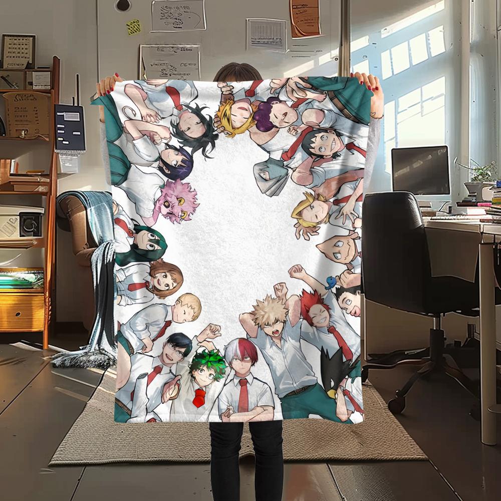 My Hero Academia Black & White pattern Flannel Blanket, High quality Comfortable for All Seasons, Home Decor, Warmth and Comfort, Perfect for Gifts.