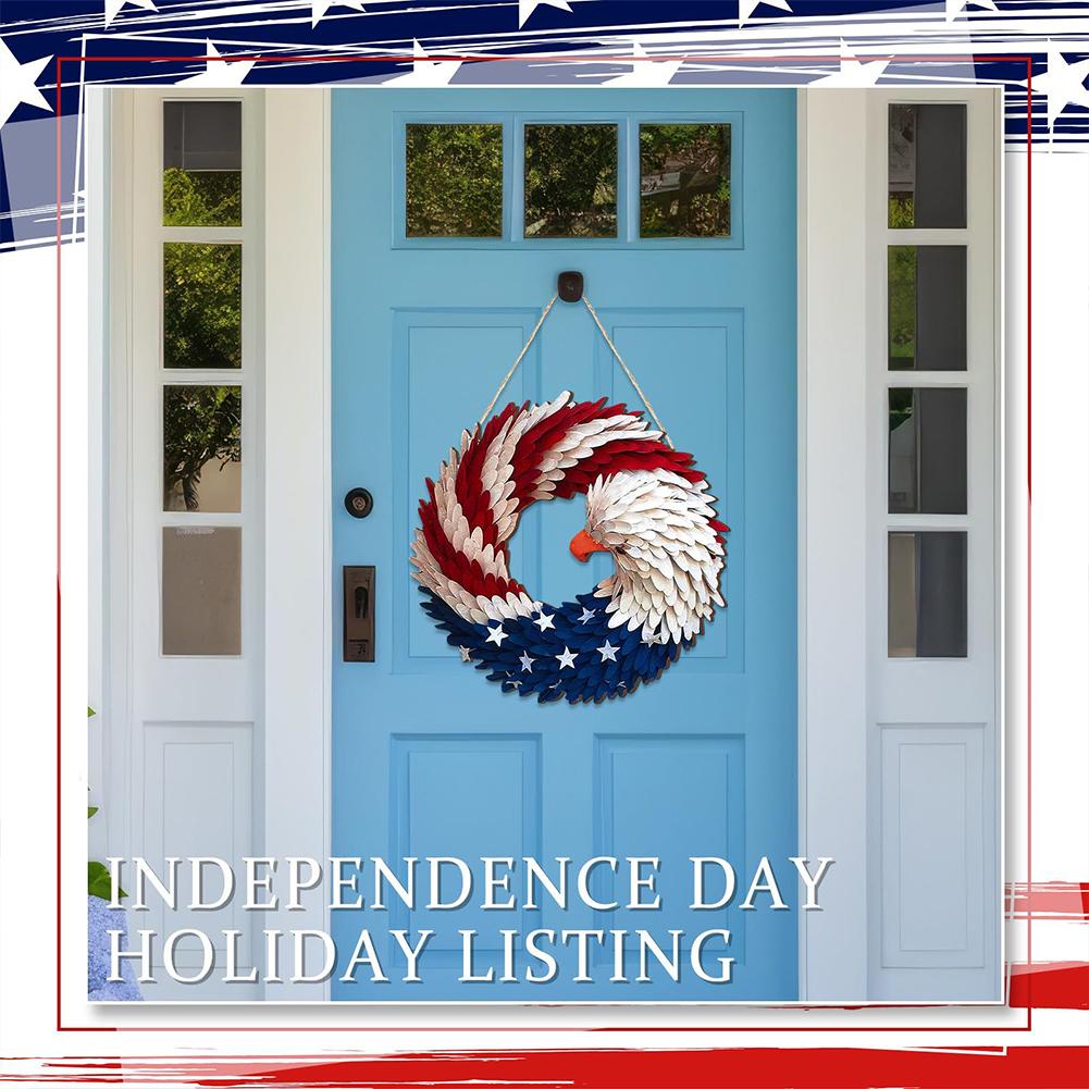 American Flag Eagle Wreath Independence Day Wreath Festival Garland for Front Door Decorations