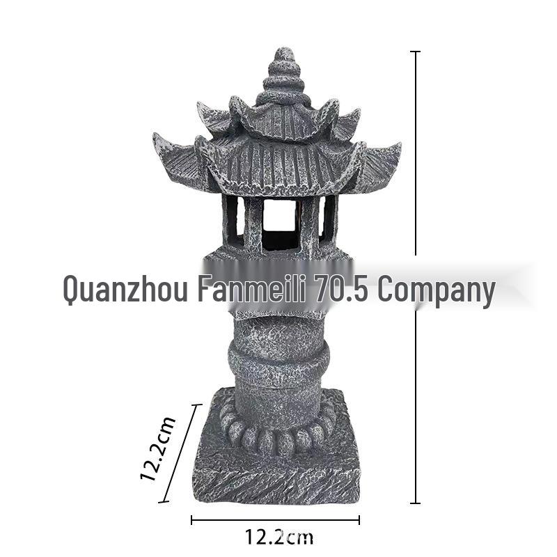Zen Style Imitation Stone Pagoda Lantern: Chinese Courtyard Garden Art Ornament.