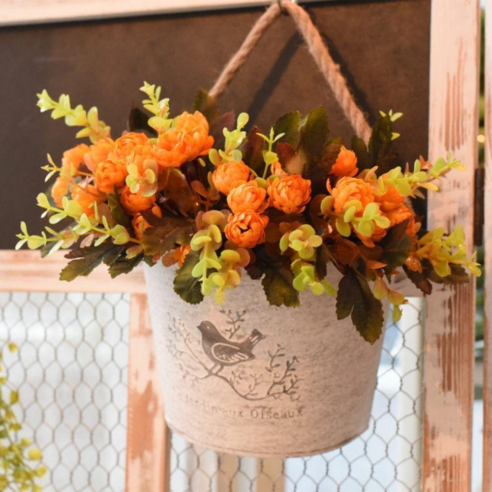 Creative Vintage Wall Mounted Iron Semicircle Flower Pot Flower Vase Hanging Baskets Flower Basket