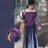 Gentle Vintage Cottagecore Floral Midi Skirt for Women - High-Waist Purple Tiered Cake Long Skirt