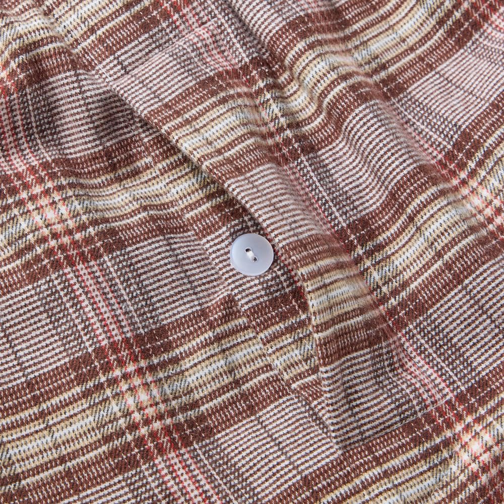 Gunze Brown Made In Long Sleeve and Pants Brushed SF4315 Men's Pajamas, 100% Cotton, Japan, (Front Opening), Flannel, Pre-Dyed Fabric,