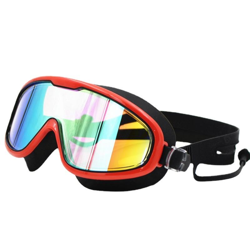 Plavecké brýle s velkým rámem a vrstvou s vysokým rozlišením Vodotěsné plavecké brýle proti zamlžování pro muže a ženy pro dospělé a děti