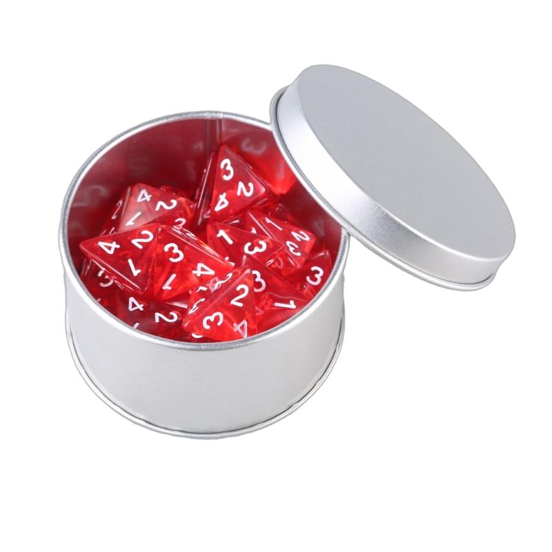 

25Pcs Polyhedral Dices Role Playing Table Game Dices 4-Sided Acrylic Dices прозорий червоний колір