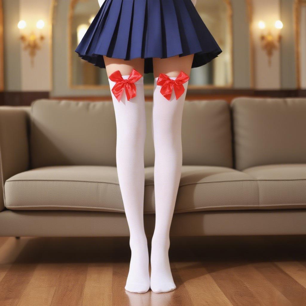 European & American Velvet Bow Christmas Over-the-Knee Socks