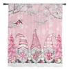 Christmas Snow Scene Snowflakes Gnome Pink Sheer Curtains Living Room Decoration Window Curtains Kitchen Tulle Voile Curtains