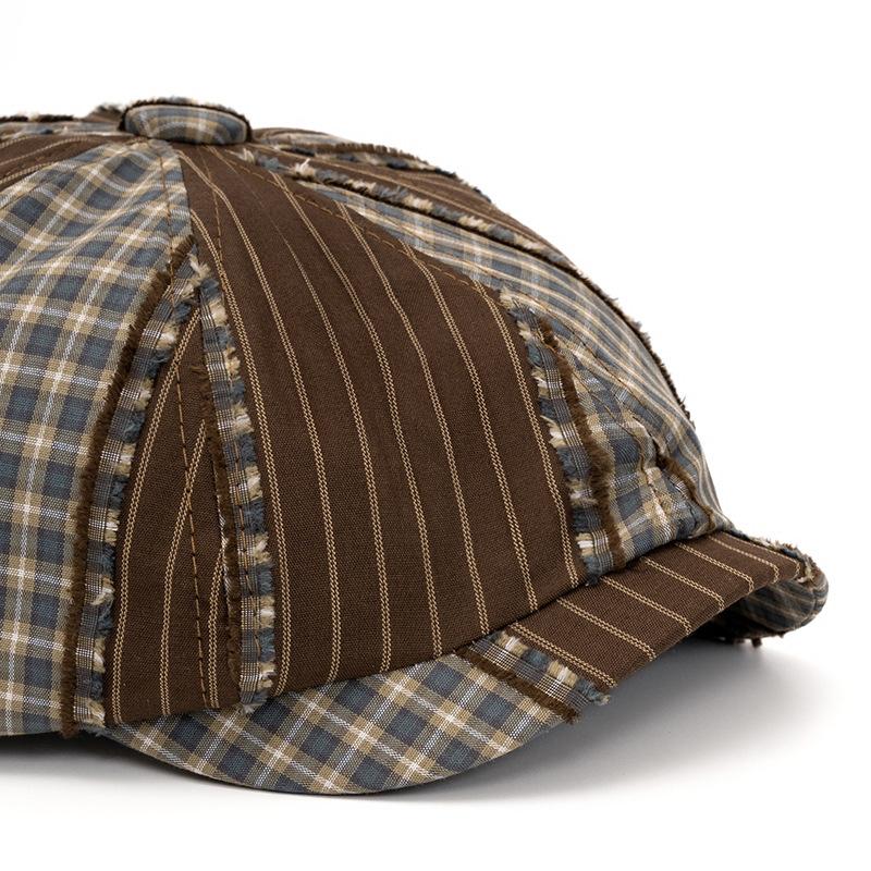Color Block Cap Spring Summer Retro Beret British Newsboy Cap Forward Cap Outdoor Sun Hat