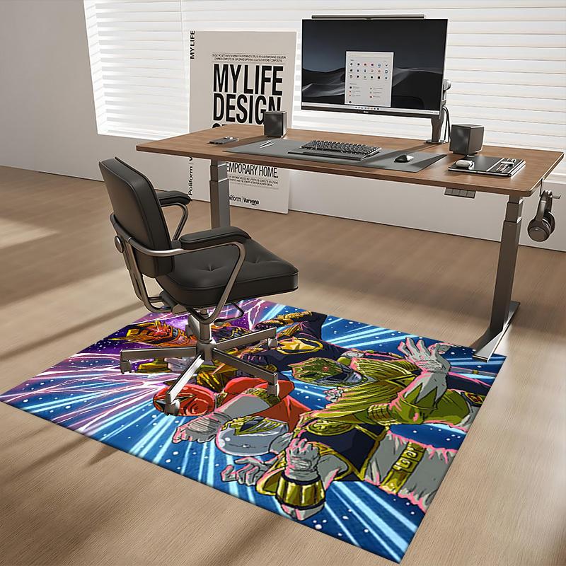 1pc Power Rangers Red Ranger Chair Mat - Anime Cartoon Design Office Rug, Non-Slip Carpet for Home Decor, Gaming Room, Seasonal Gift.T009