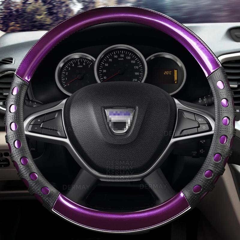 DERMAY Car Steering Wheel Cover for Dacia Sandero Stepway Logan Dokker Duster Jogger Spring Lodgy Bigster Auto Accessories
