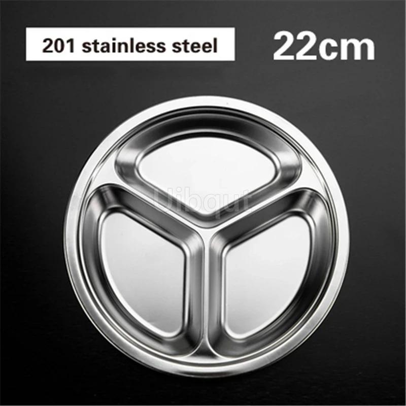 

Children s split plate School canteen plates Three grid round plate 304 extra thick stainless steel deepened kindergarten plates