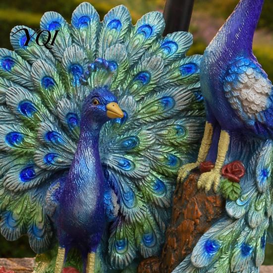 Outdoor Yard Art Decorations Peacock Solar Light Decor, Garden Statue with Lantern for Powered Patio Ornaments Lawn Pathway Landscape Decoration,