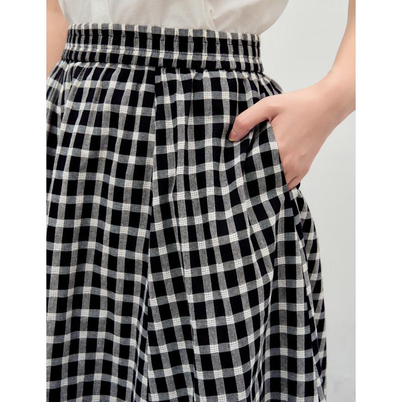 Qiushui Yiren Women's Color-block Plaid A-line Skirt